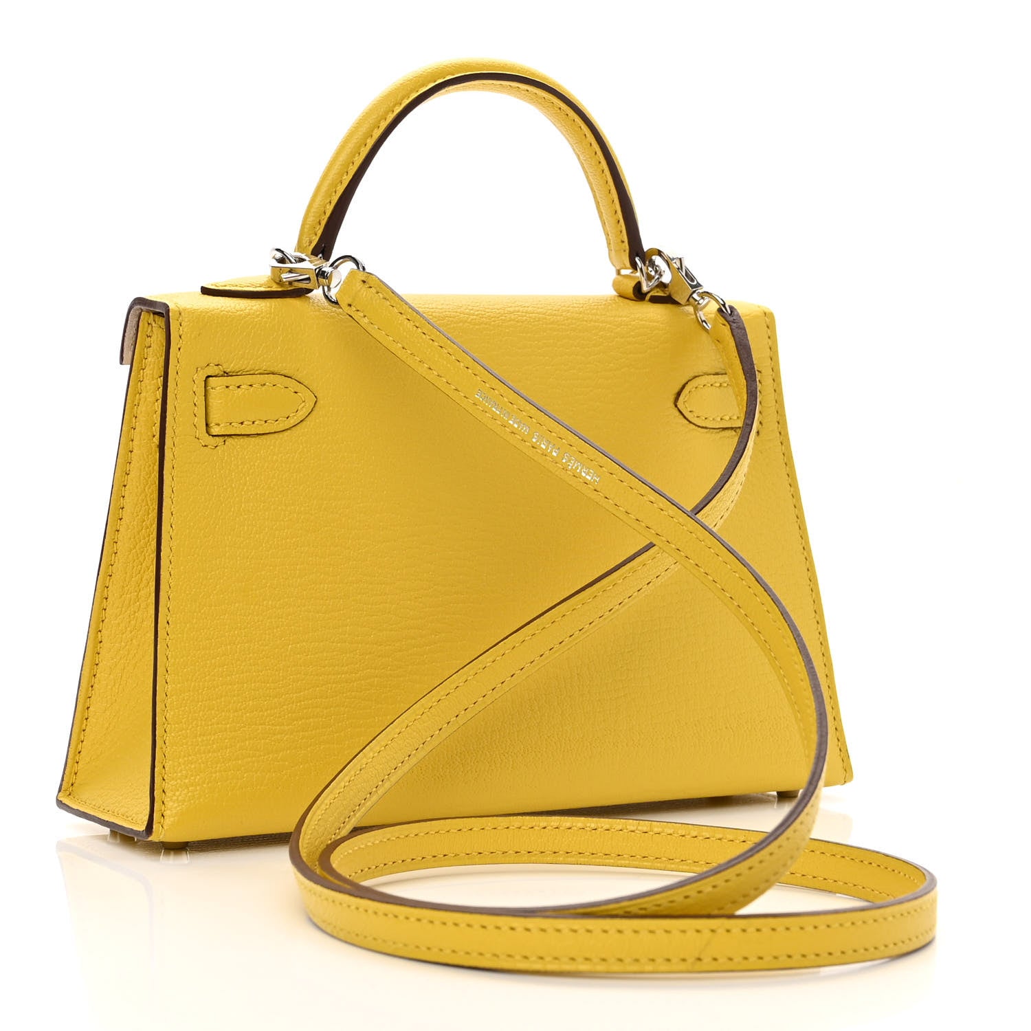 Hermes Chevre Mysore Verso Mini Kelly Sellier 20 Jaune De Naples Nata 3 of 11