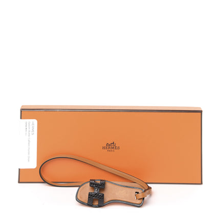 Hermes Lizard Butler Calfskin Hunter Oran Nano Bag Charm Black 5 of 5