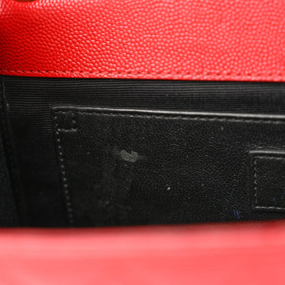 Saint Laurent Grain De Poudre Textured Mixed Matelasse Triquilt Medium Monogram Satchel New Red 9 of 18