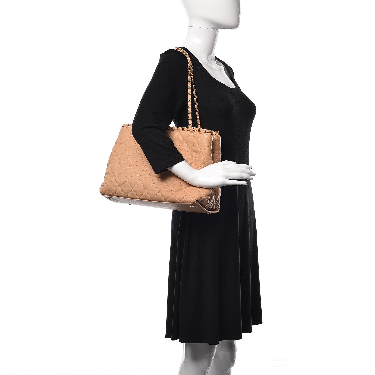 Chanel Lambskin Quilted Small Chain Me Tote Light Beige 2 of 16