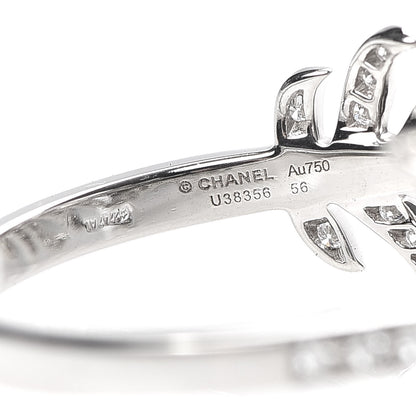 Chanel 18K White Gold Diamond Plume De Ring 56 7.5 5 of 6