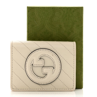 Gucci Sakai Be Green Calfskin Diagonal Stitched Blondie Card Case Wallet Mystic White 9 of 9