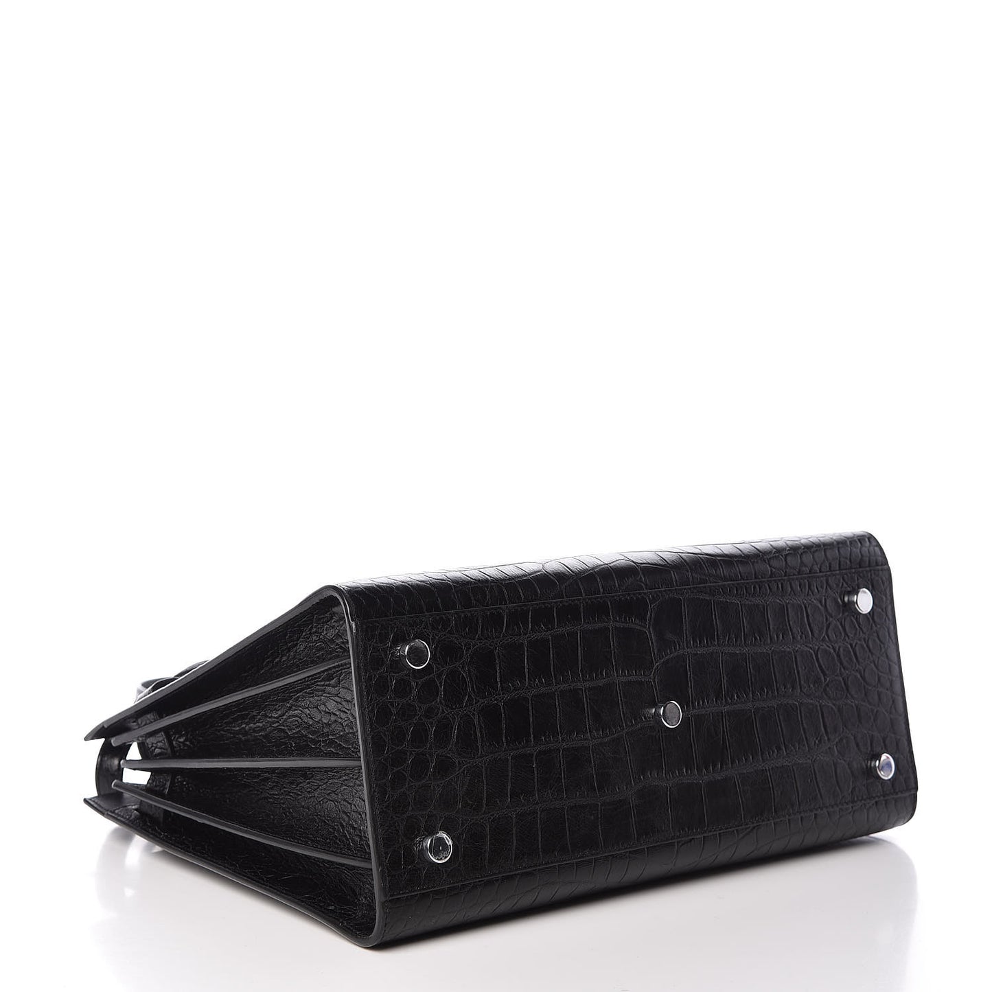 Calfskin Crocodile Embossed Small Sac de Jour Black
