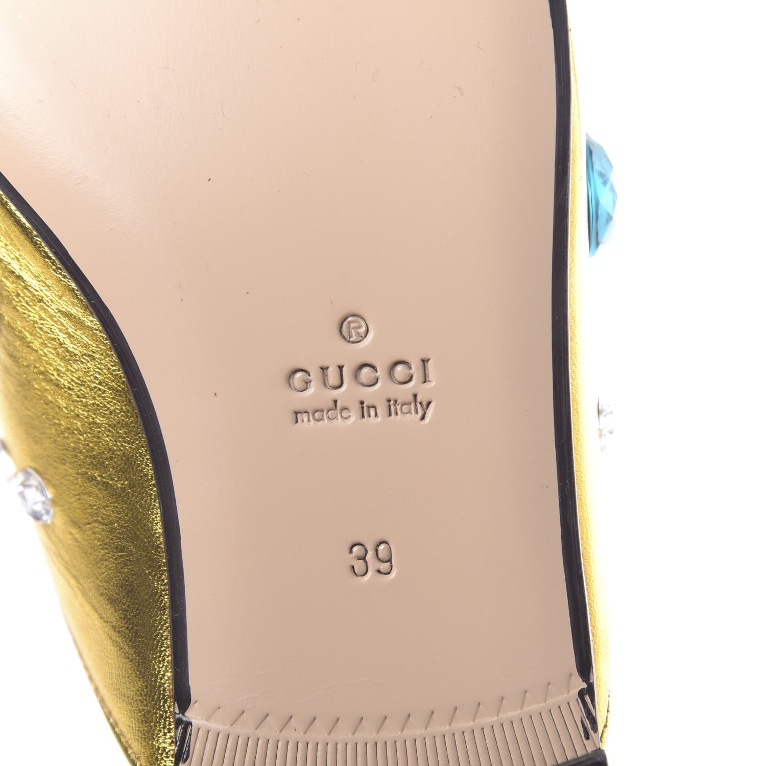 Gucci Metallic Nappa Crystal Womens Princetown Slippers 39 Gold 8 of 9