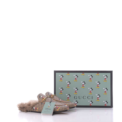 Gucci X DISNEY Mini Vintage GG Supreme Monogram Mickey Mouse Fur Womens Princetown Slippers 39 Beige Vintage Sun Oil 10 of 10