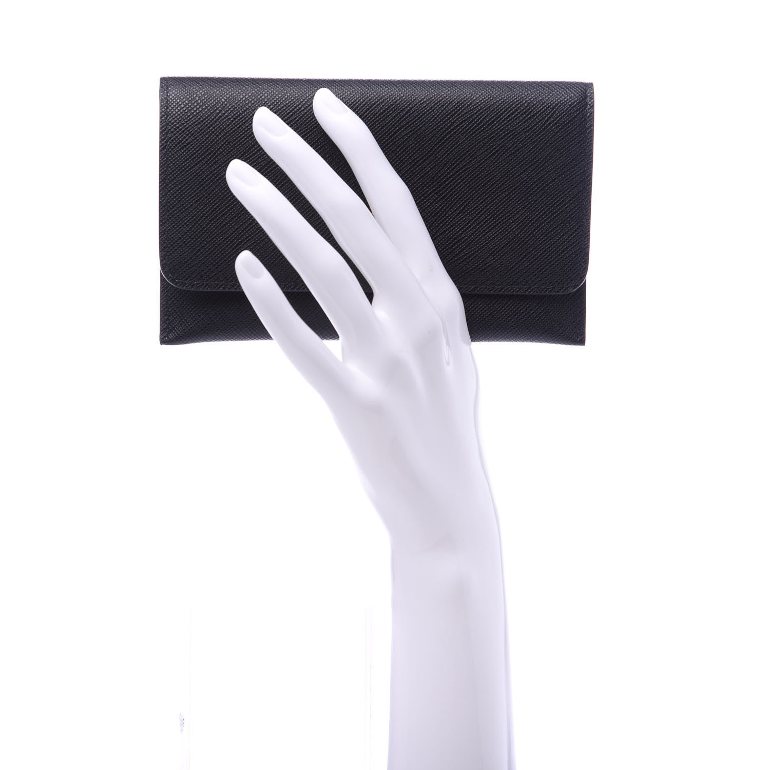 Prada Saffiano Metal Flap Wallet Black 2 of 9