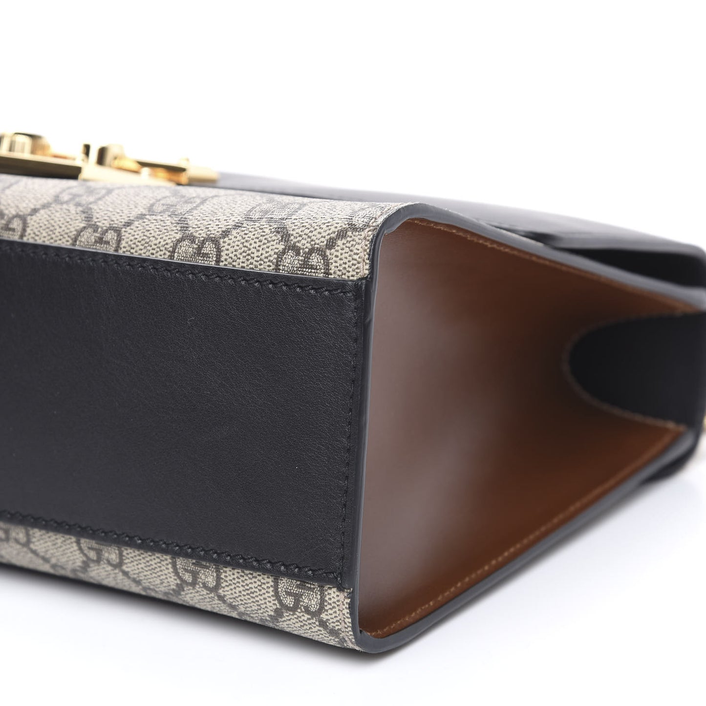 GG Supreme Monogram Calfskin Medium Padlock Shoulder Bag Beige Black Cuir
