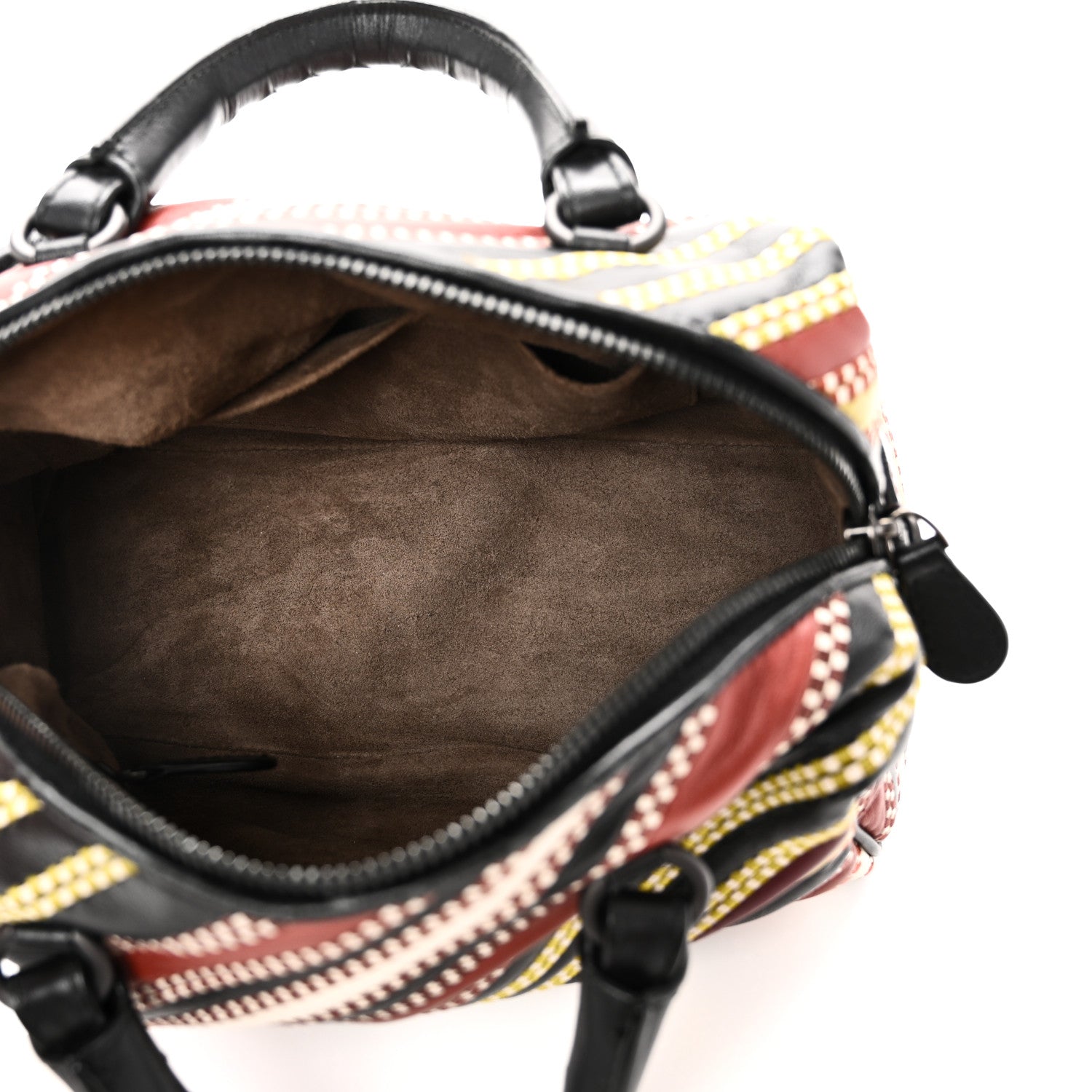 Bottega Veneta Nappa Diagonal Stripe Boston Black Multicolor
