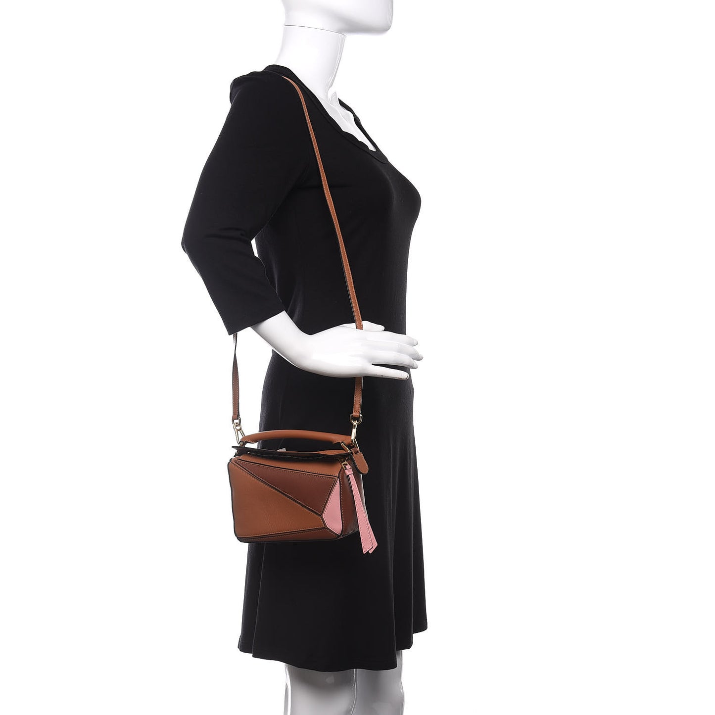 Calfskin Mini Puzzle Bag Tan Medium Pink