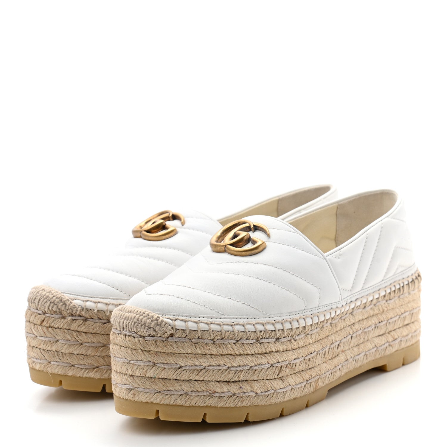 Gucci Nappa Matelasse GG Marmont Platform Espadrilles 38 Great White 3 of 12