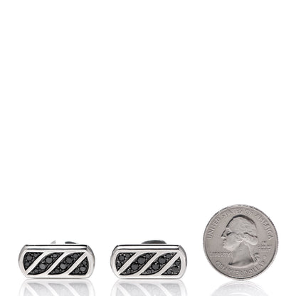 David Yurman Sterling Silver Black Diamond Graphic Cable Cufflinks 2 of 5
