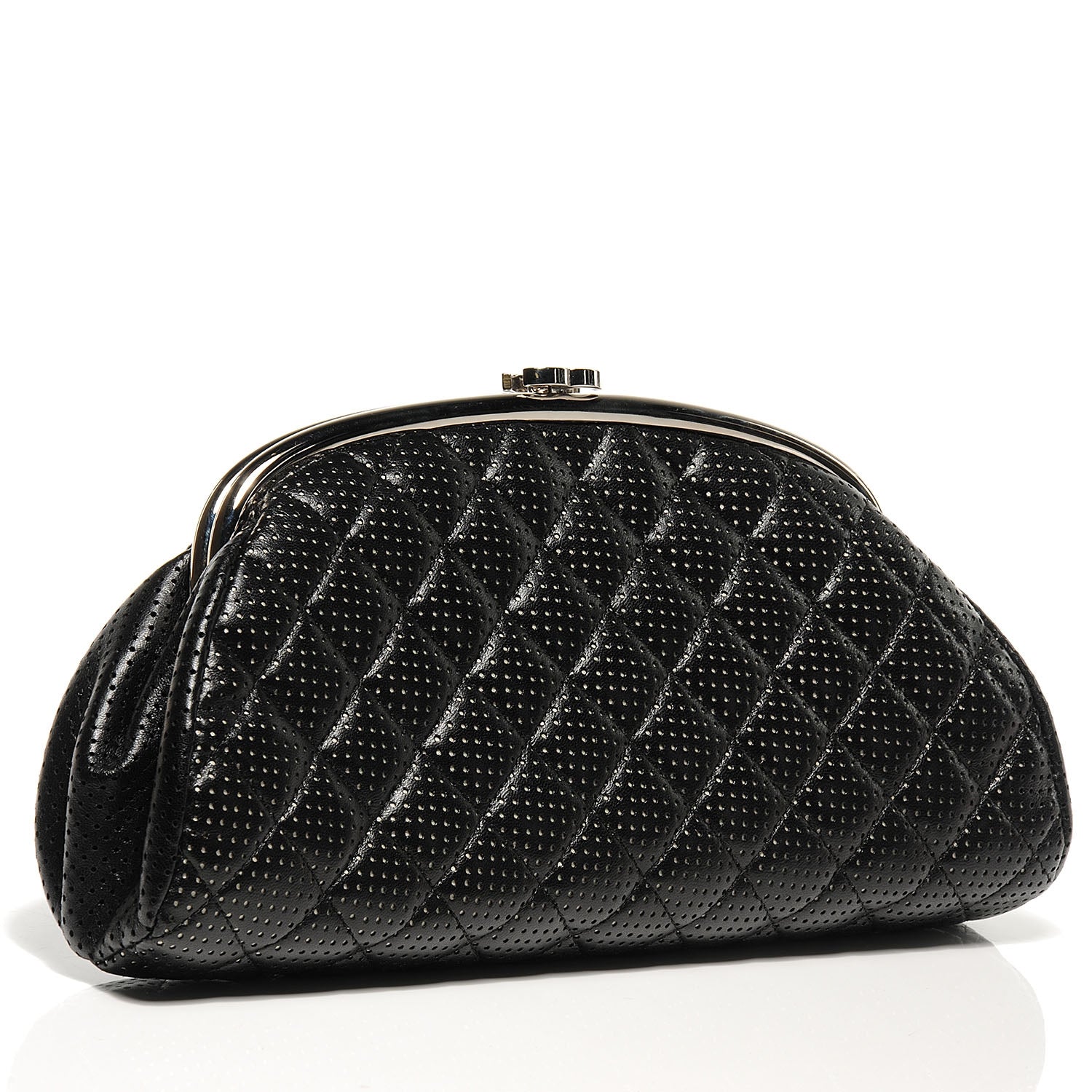 Chanel Lambskin Perforated Timeless Clutch Black 2 of 8