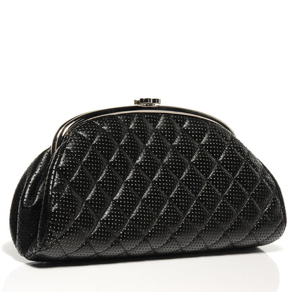 Chanel Lambskin Perforated Timeless Clutch Black 2 of 8