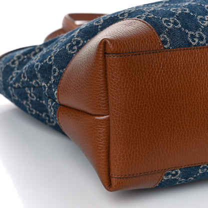 Gucci New Denim GG Monogram Medium Ophidia Shopping Tote Blue Tea Cuir 8 of 9