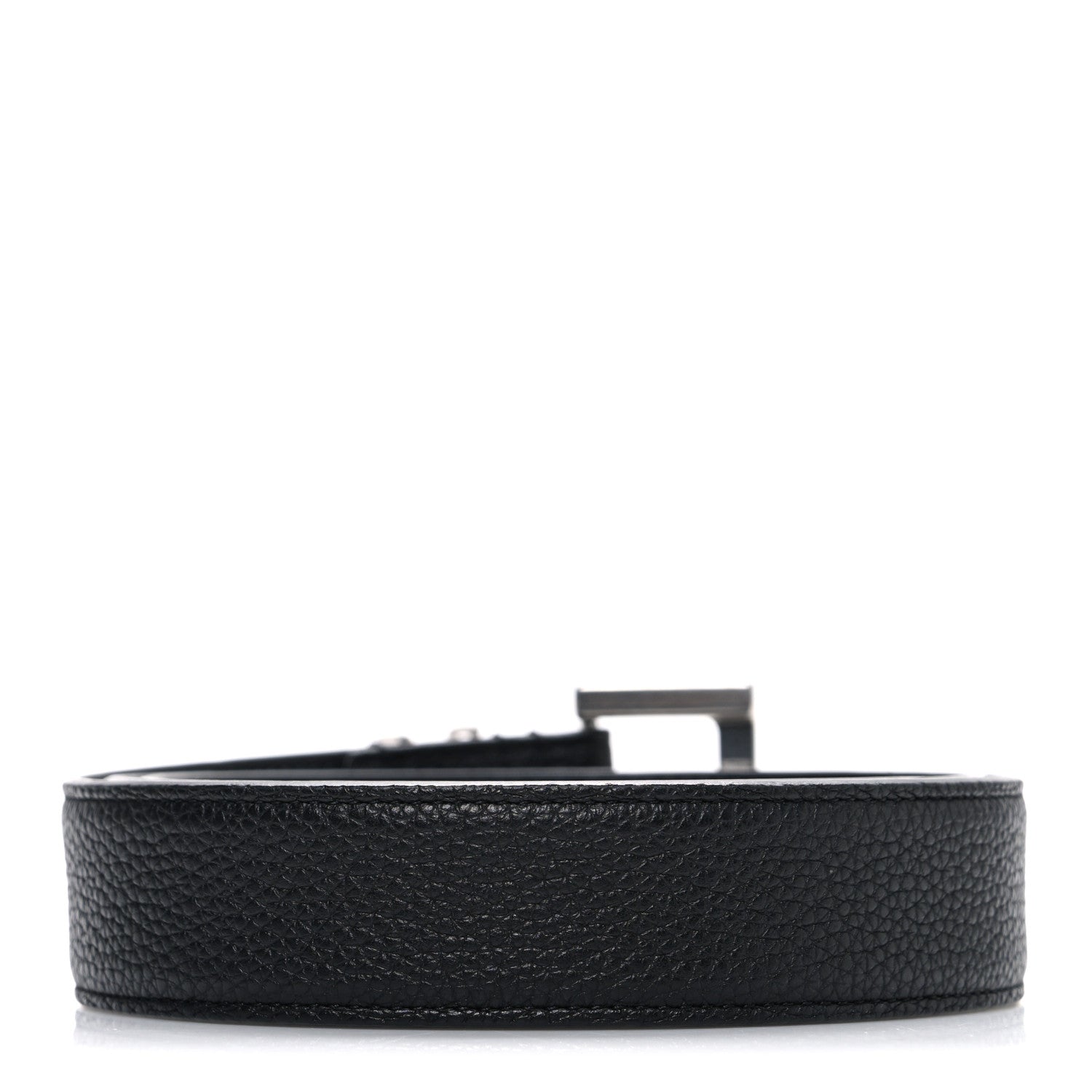 Saint Laurent Grained Calfskin Monogram Cassandre Square Buckle Belt  90 36 Black 2 of 6