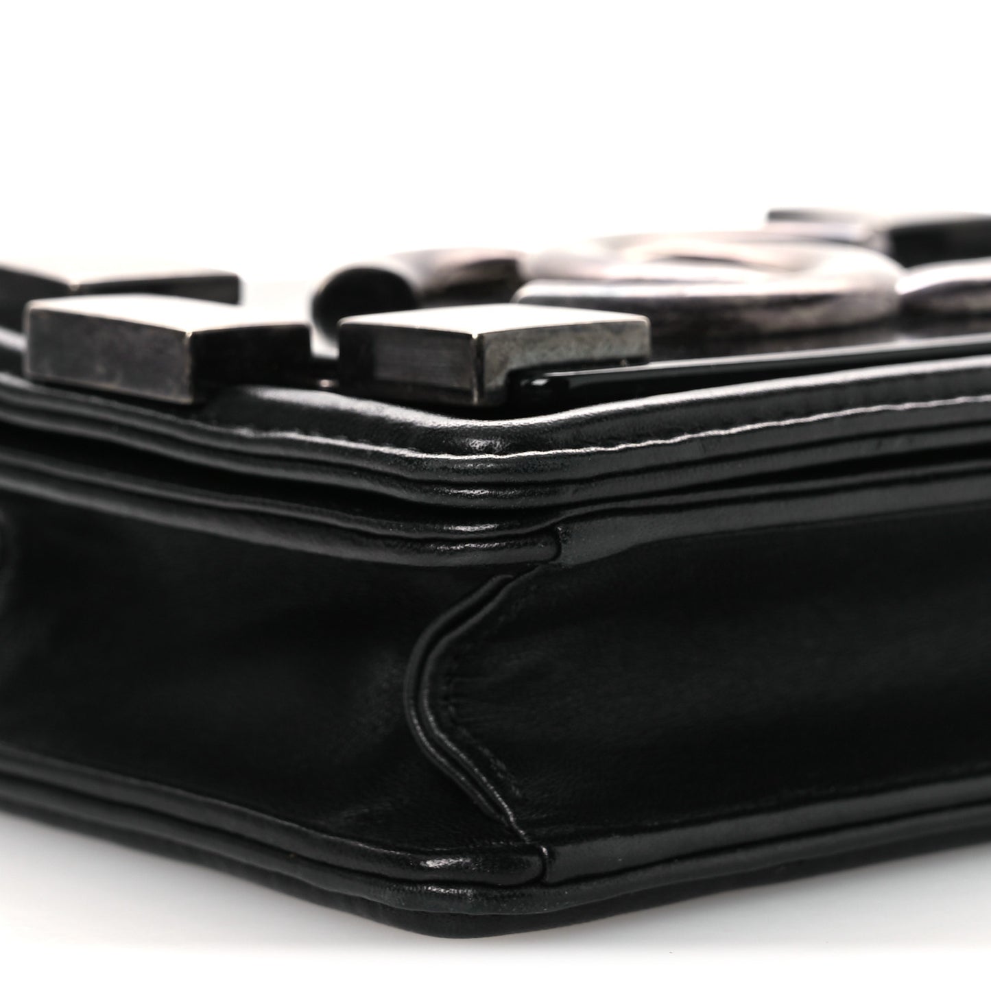 Plexiglass Lambskin Mini Boy Brick Flap Black
