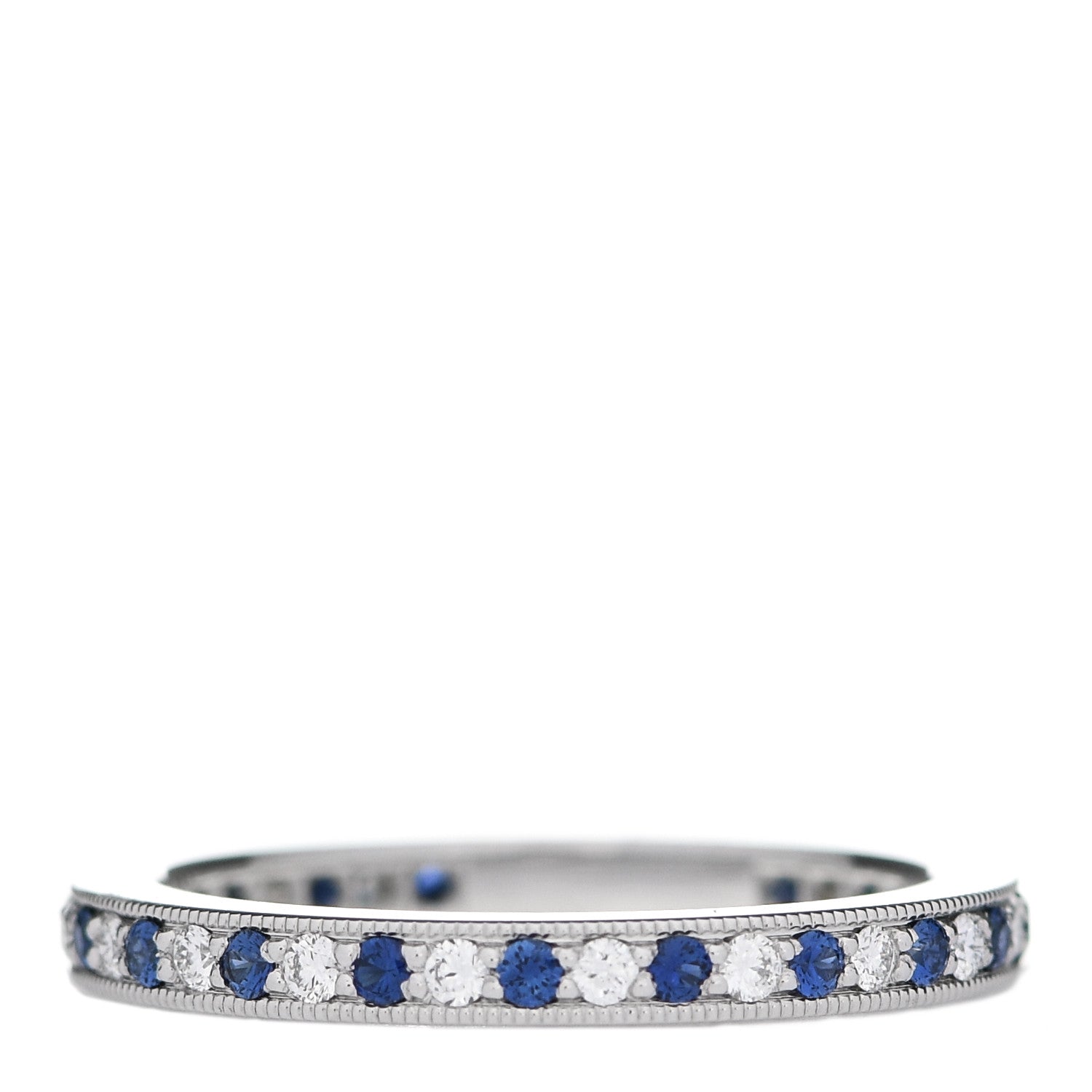 Tiffany Platinum Diamond Blue Sapphire Legacy Band Ring 53 6.25 3 of 4