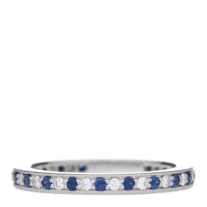 Tiffany Platinum Diamond Blue Sapphire Legacy Band Ring 53 6.25 3 of 4