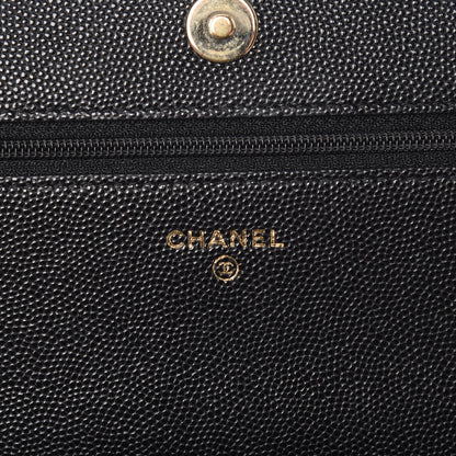 Chanel Caviar Quilted Boy Wallet On Chain WOC Black 6 of 9