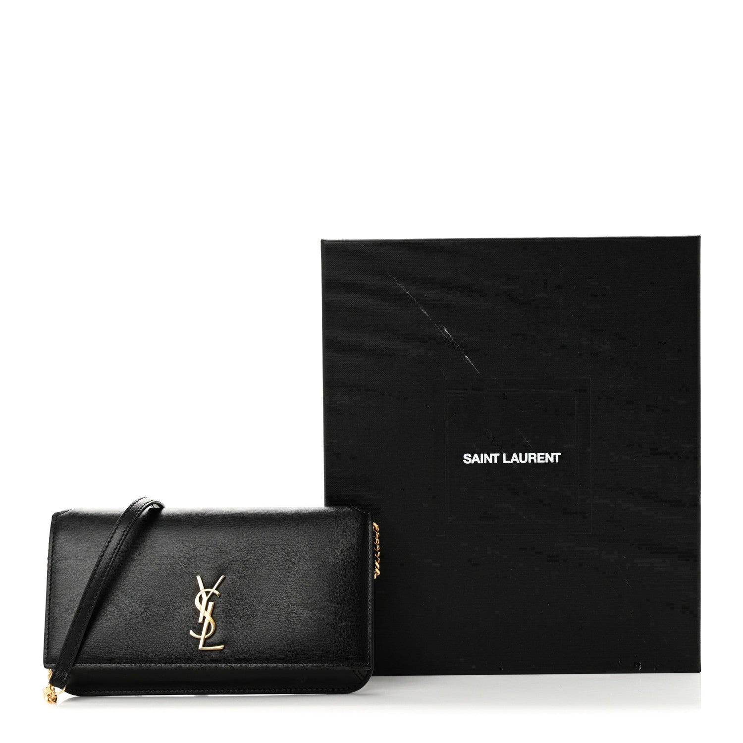 Saint Laurent Smooth Calfskin Monogram Phone Holder Crossbody Black 10 of 10