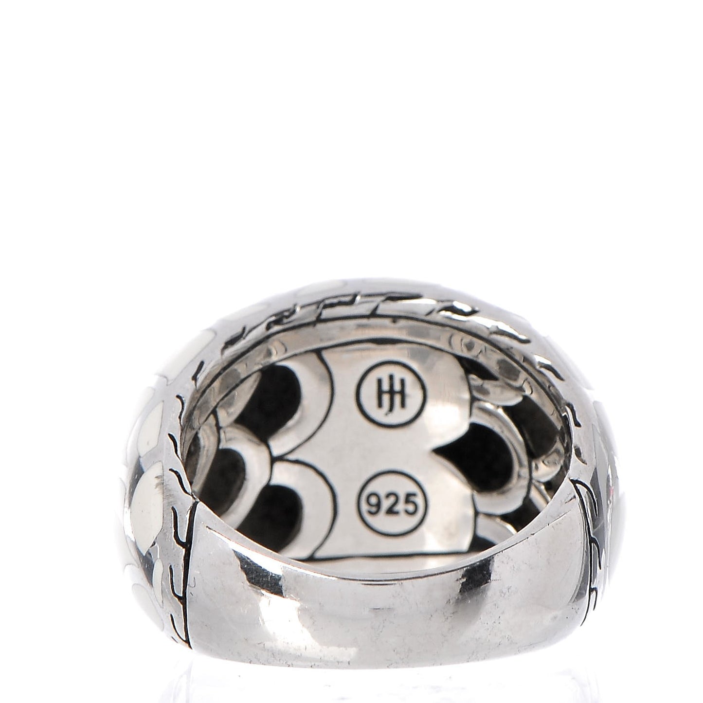 Sterling Silver White Enamel 16mm Naga Dome Ring 55.7 7.5