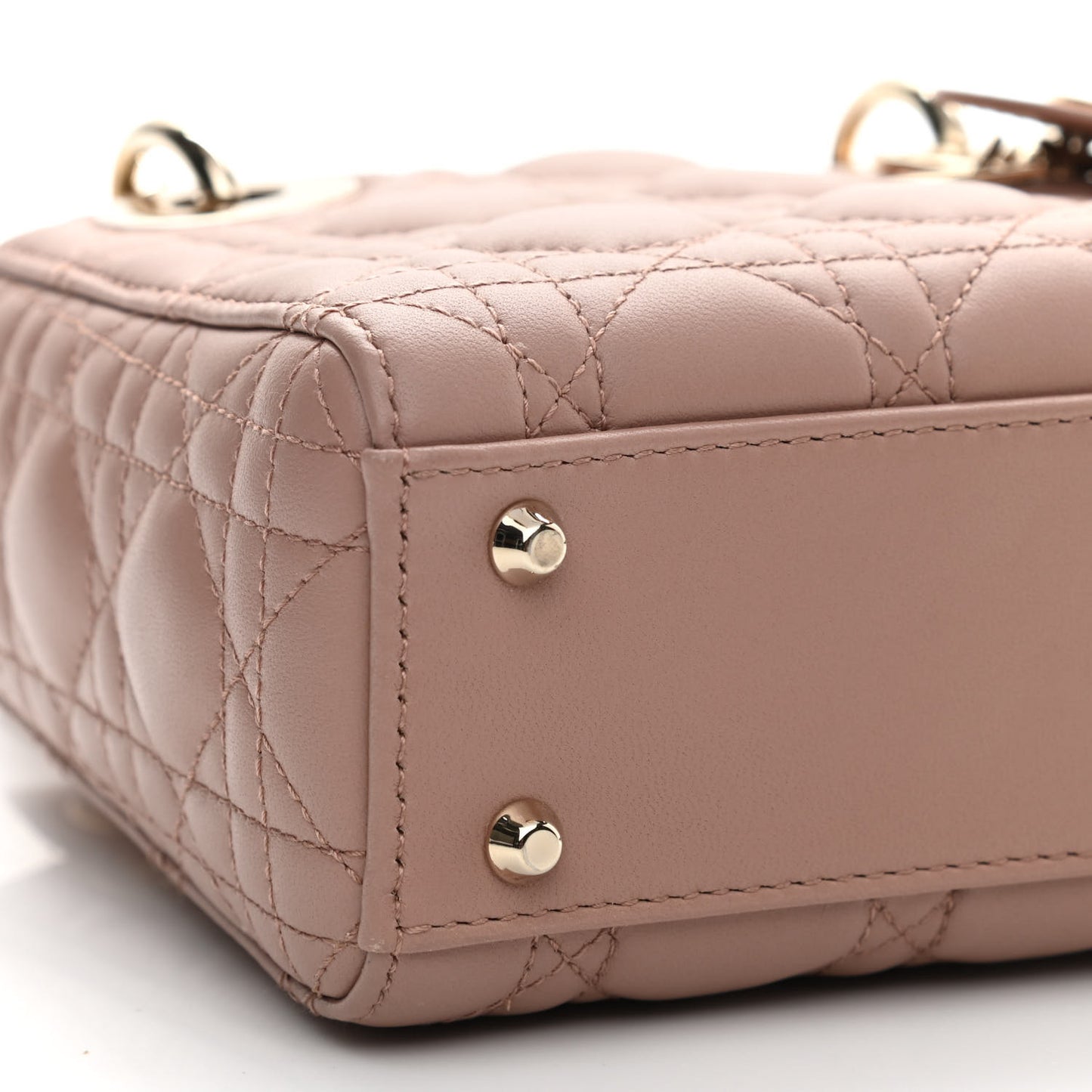 Lambskin Cannage Mini Lady Dior Rose De Vents