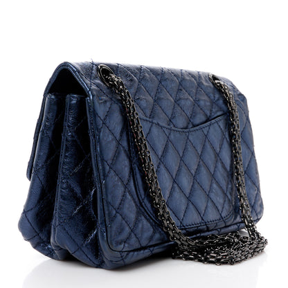 Chanel Metallic Aged Calfskin Quilted Accordion Reissue 2.55 Flap Blue 3 of 14