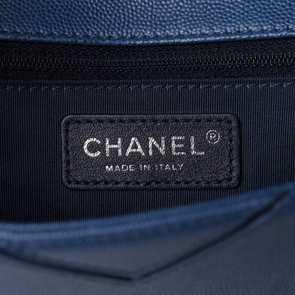 Chanel Caviar Macro Chevron Single Flap Blue 5 of 9