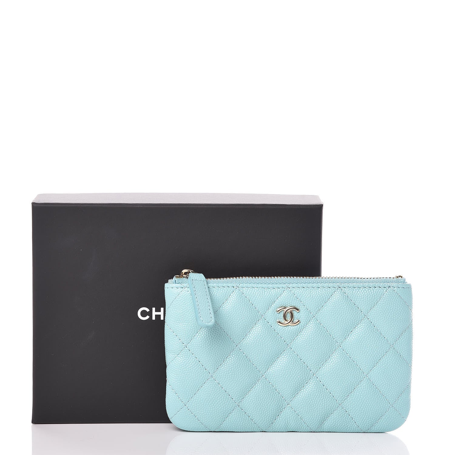 Chanel Caviar Quilted Small Cosmetic Case Light Blue 8 of 8