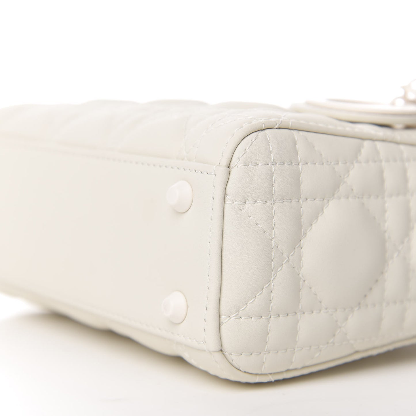 Ultra Matte Calfskin Cannage Mini Lady Dior White