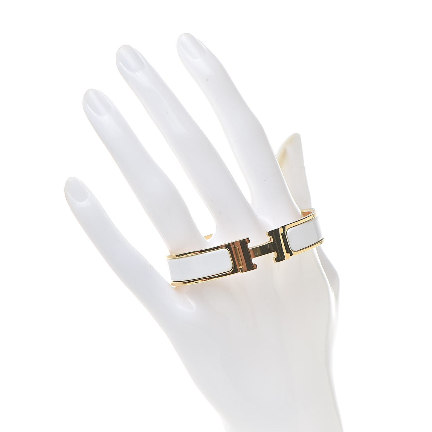 Enamel Narrow Clic Clac H Bracelet PM White
