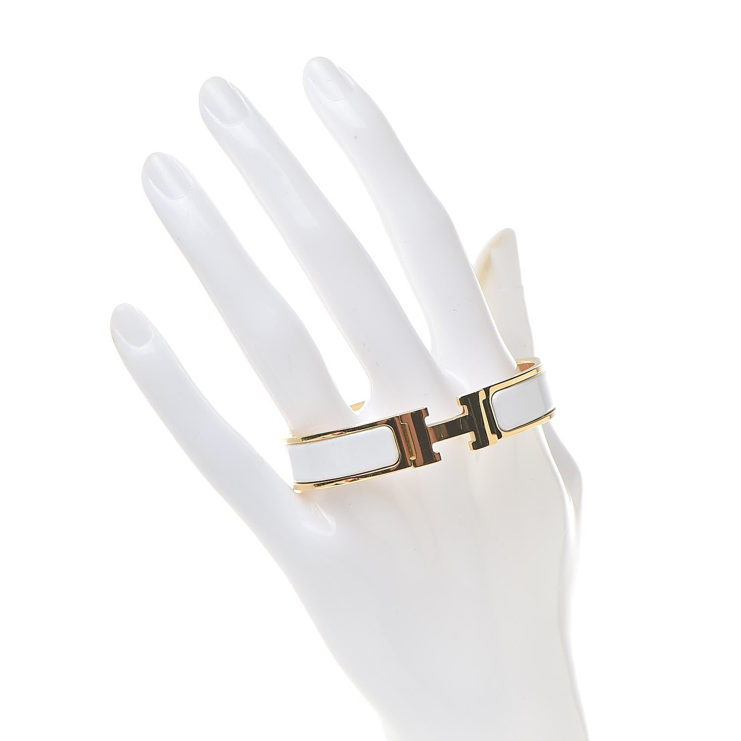 Hermes Enamel Narrow Clic Clac H Bracelet PM White 2 of 6