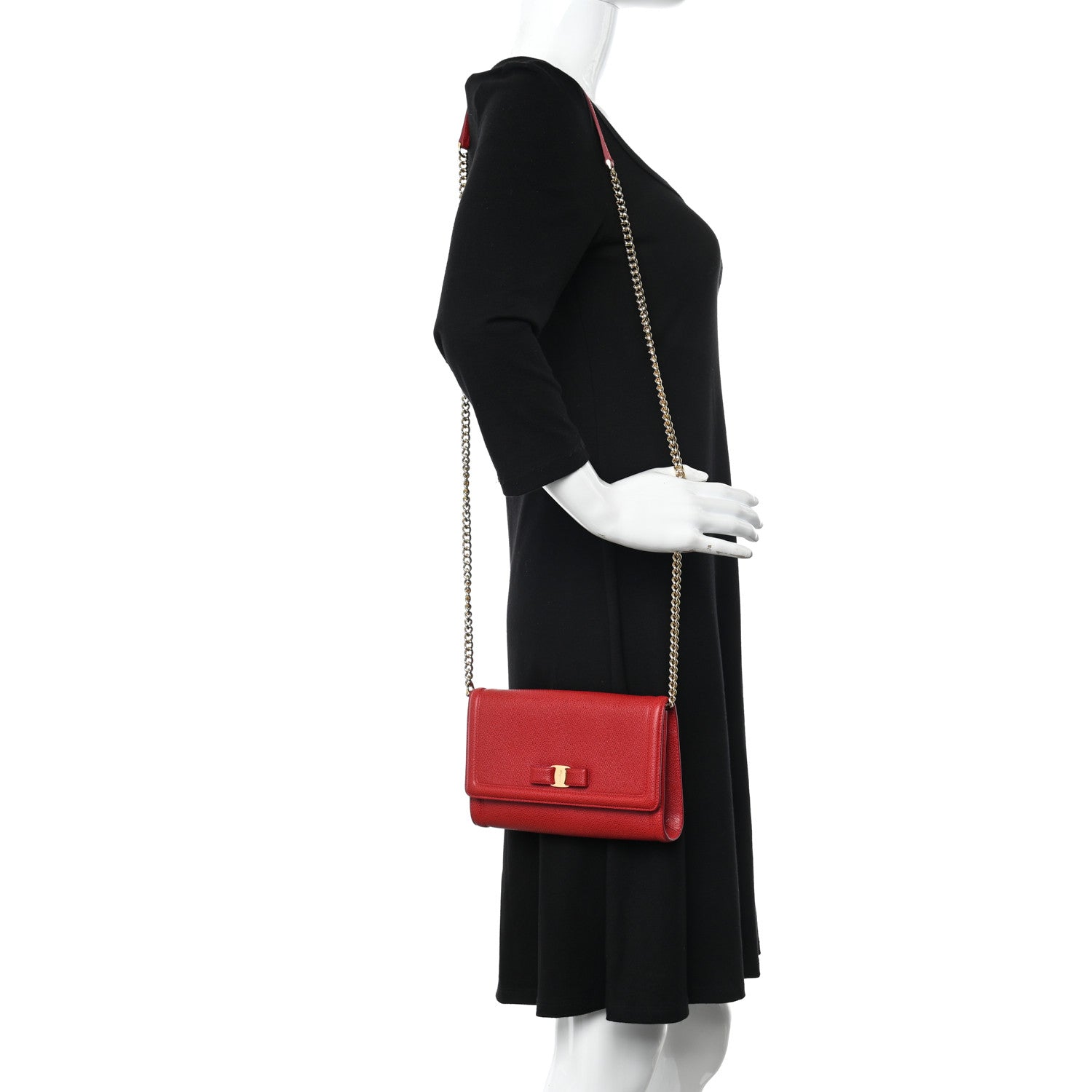 Salvatore Ferragamo Hammered Calfskin Vara Bow Minibag Red 2 of 11