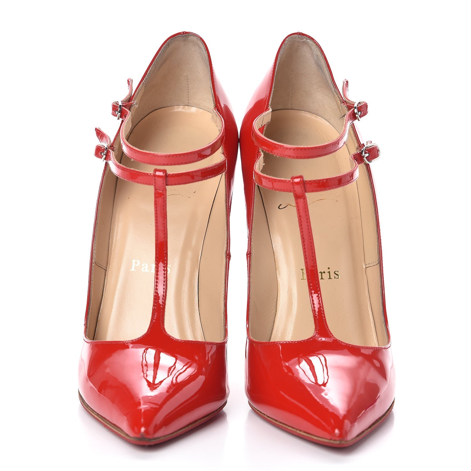 Christian Louboutin Patent V Neck 120 Pumps 36.5 Rouge Lipstick 2 of 8