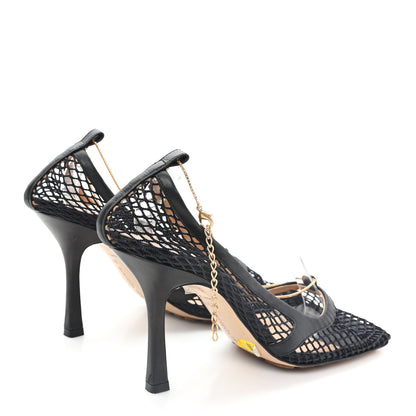 Bottega Veneta Mesh Calfskin Stretch Chain Strap 90mm Pumps 39 Black 5 of 8