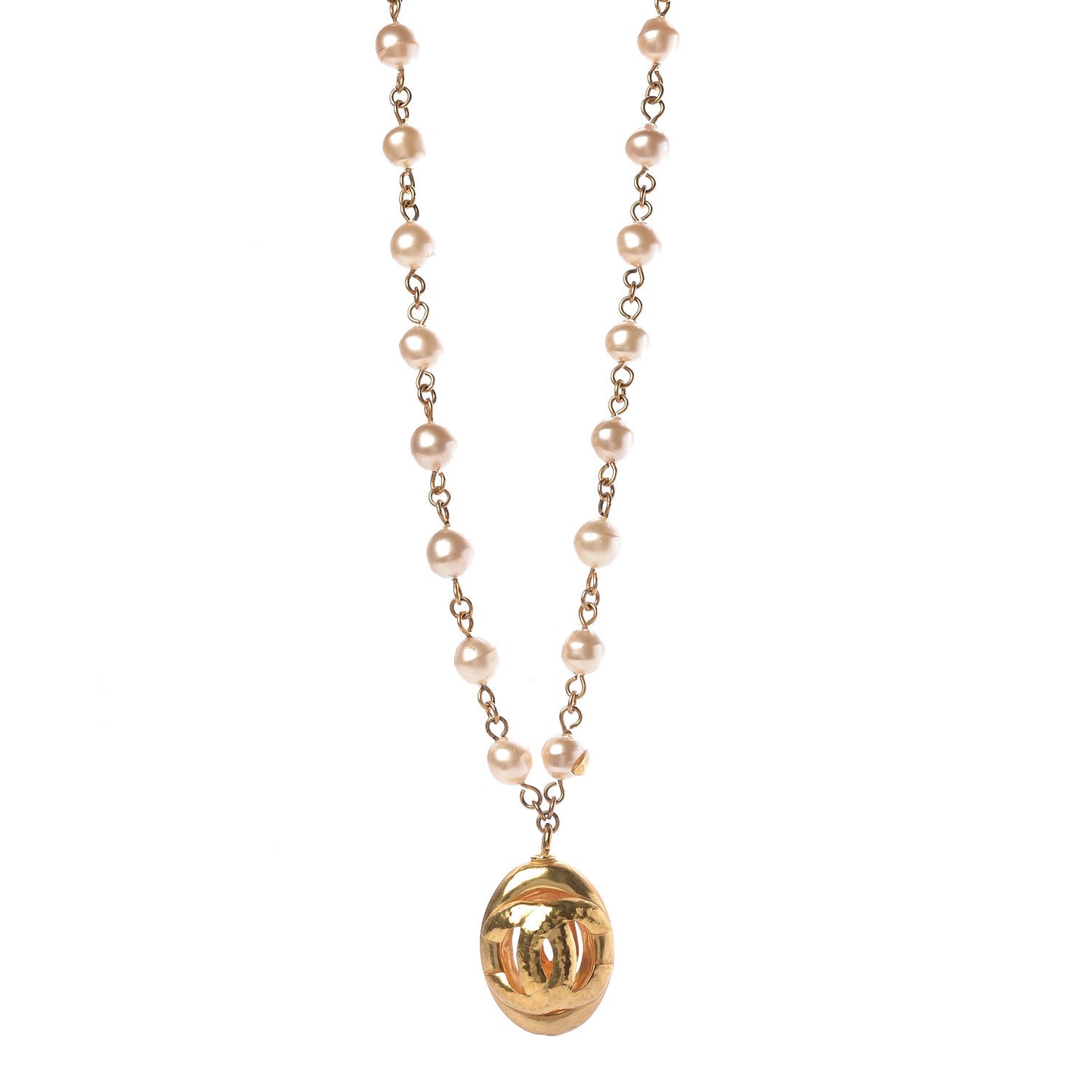 Pearl CC Necklace Gold
