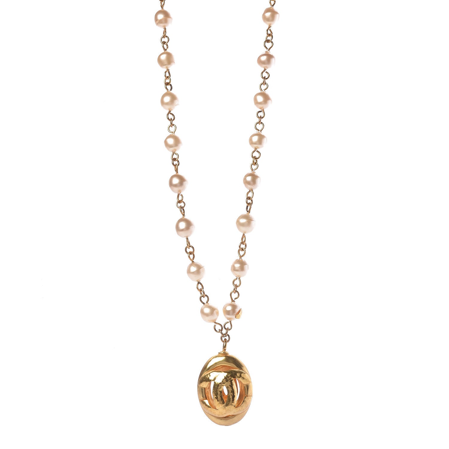 Chanel Pearl CC Necklace Gold 1 of 7