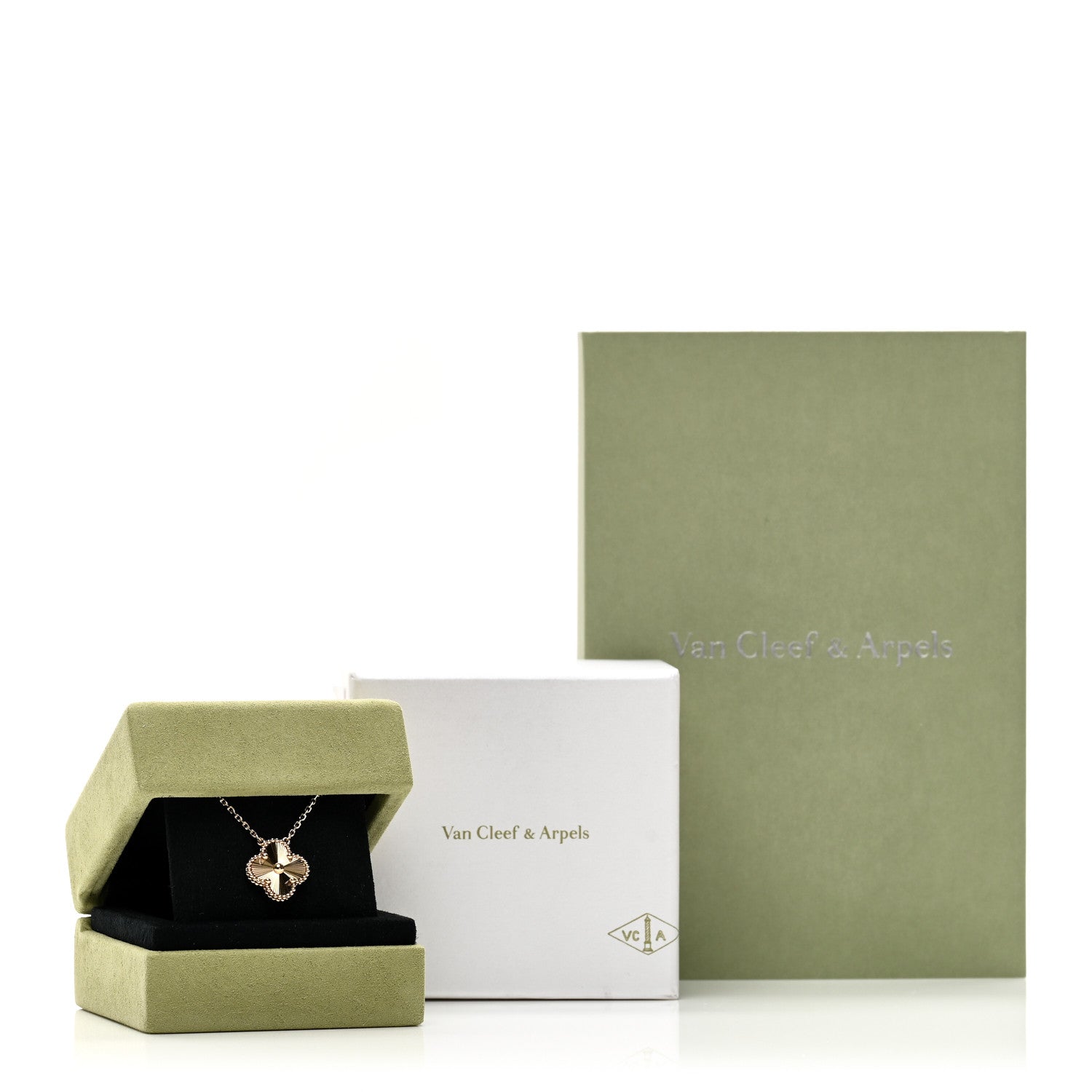 Van Cleef & Arpels 18K Yellow Gold Guilloche Vintage Alhambra Pendant Necklace 6 of 6