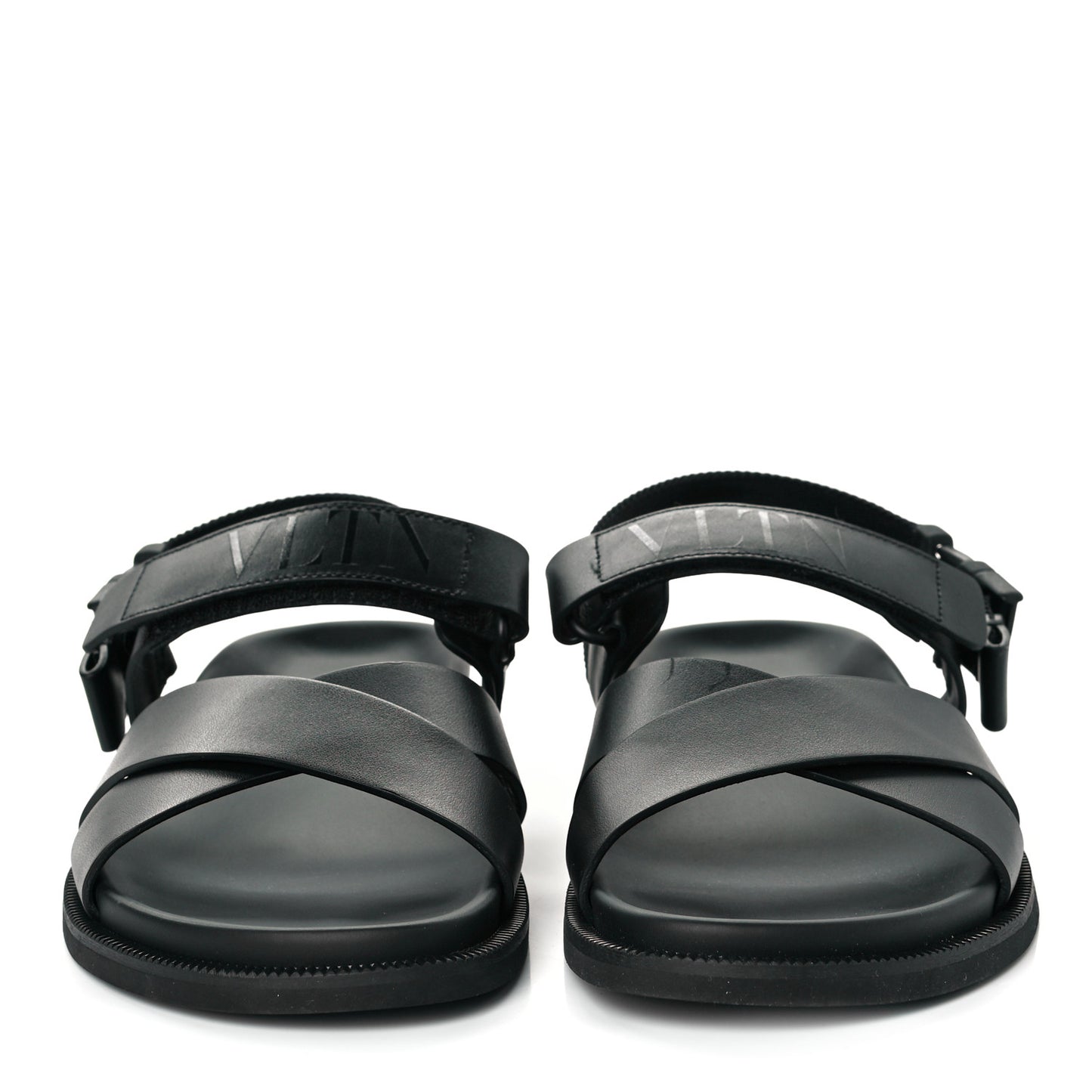 Calfskin Mens Logo Sandals 45 Black