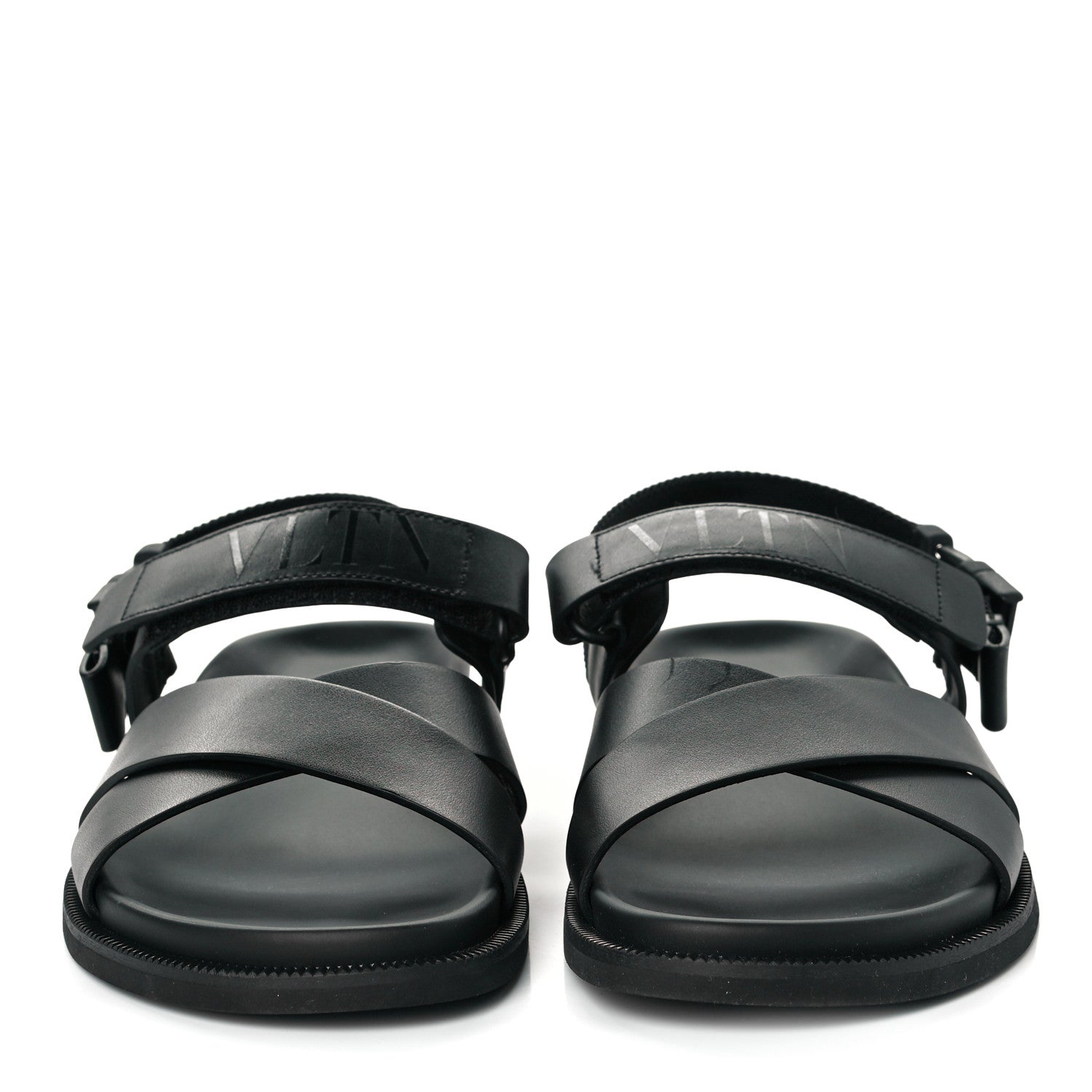Valentino Garavani Calfskin Mens Logo Sandals 45 Black 3 of 9