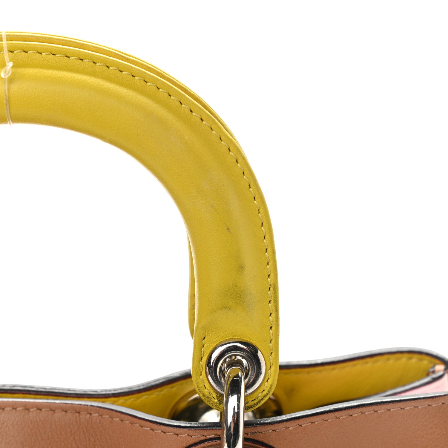 Christian Dior Calfskin Tri-Color Mini Diorissimo Tote Brown Pink Yellow 11 of 12