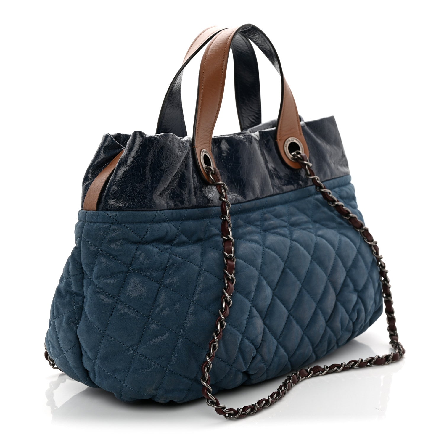 Chanel Iridescent Calfskin Quilted Large In The Mix Tote Navy 3 of 13