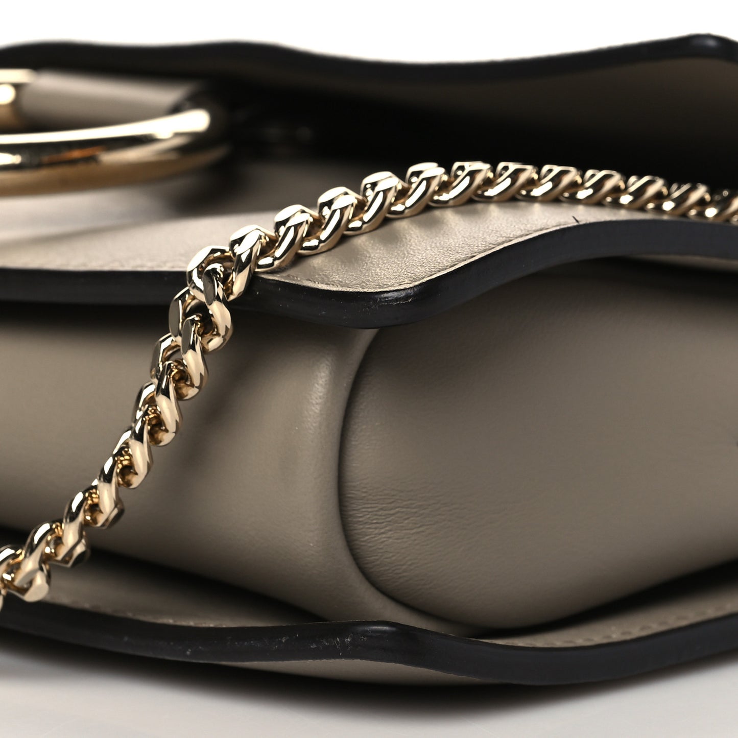 Suede Calfskin Small Faye Shoulder Bag Motty Grey