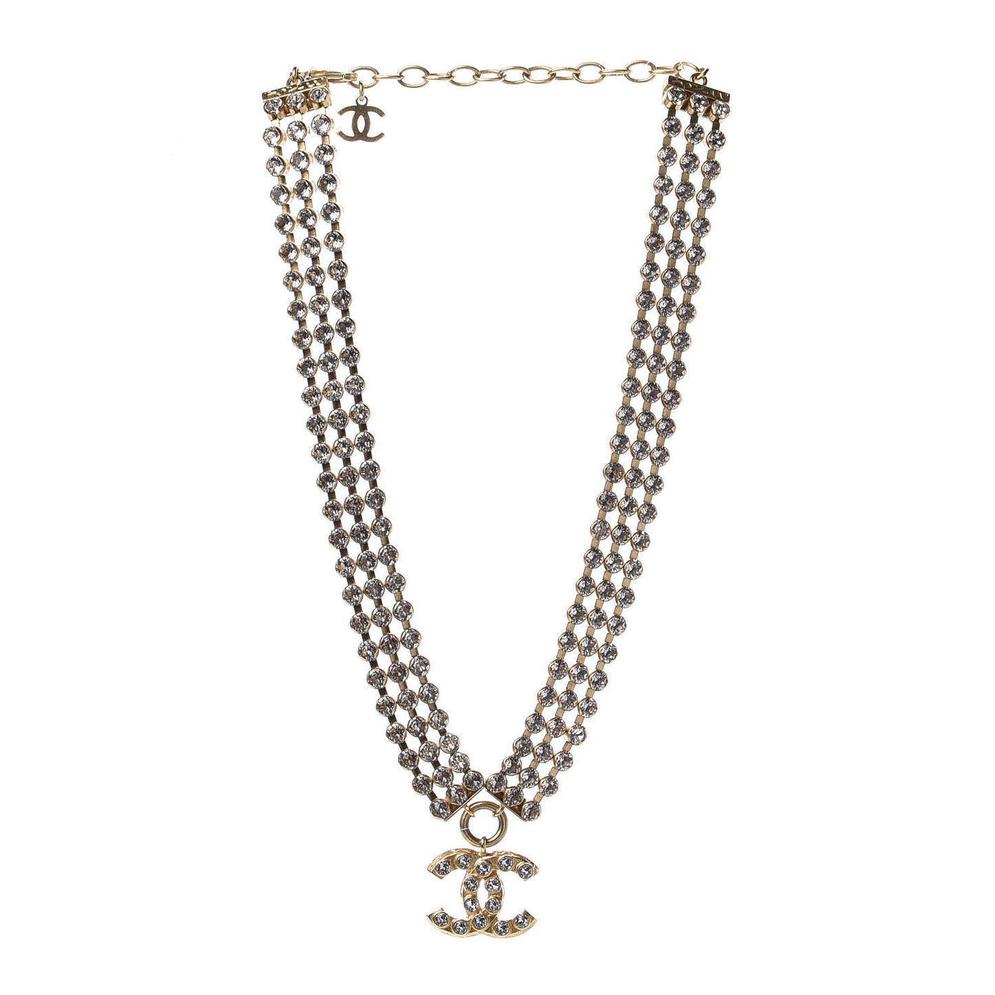 Crystal CC Choker Necklace Gold