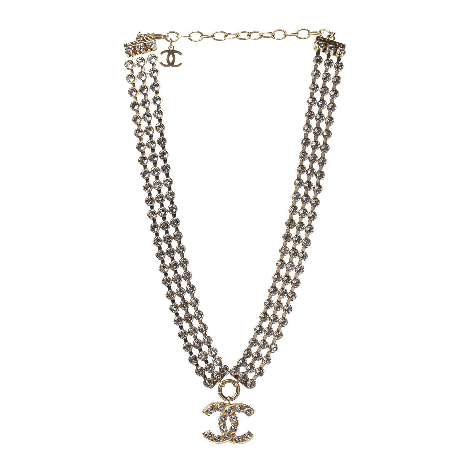Chanel Crystal CC Choker Necklace Gold 3 of 6