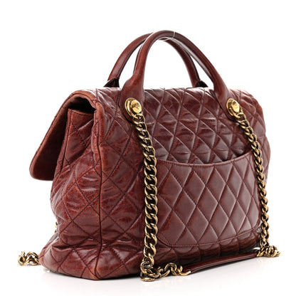 Chanel Glazed Calfskin Castle Rock Large Flap Burgundy 3 of 12