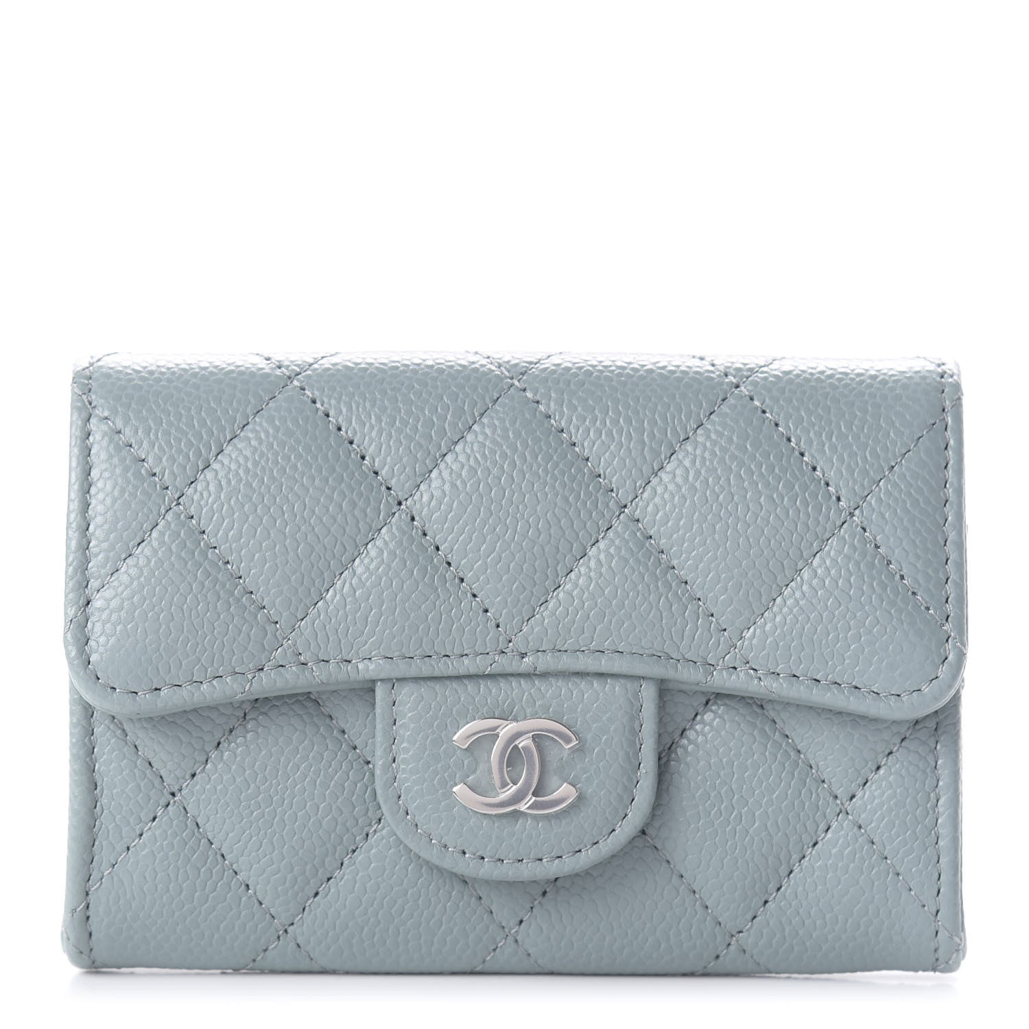 Chanel Caviar Quilted Flap Card Holder Wallet Blue 1 of 12