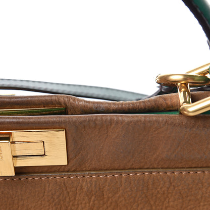 Fendi Buffalo Vitello Large Peekaboo Iconic Satchel Tobacco Verde 25 of 29