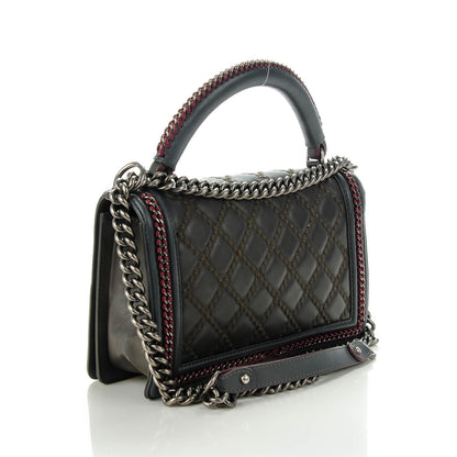 Chanel Lambskin Top Handle New Medium Boy Flap Grey 3 of 7