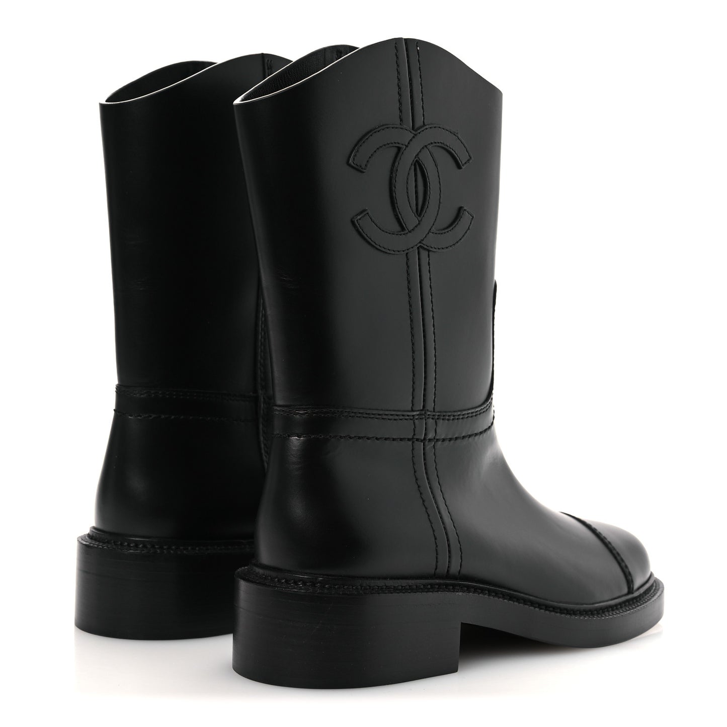 Calfskin Cap Toe Boots 37 Black